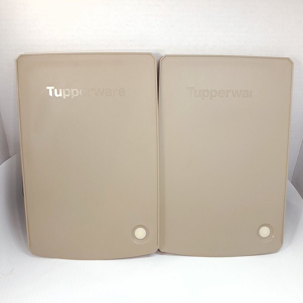 Tupperware Shelfsmart Set 2 Almond Lid Cover 5321A-2 5321A-3 5321 Tan Brown